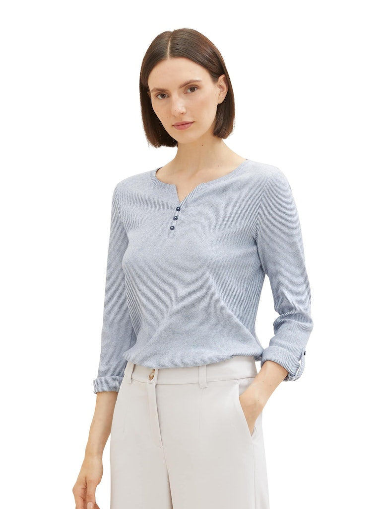 Tom Tailor Damen T-Shirts Offwhite Navy S