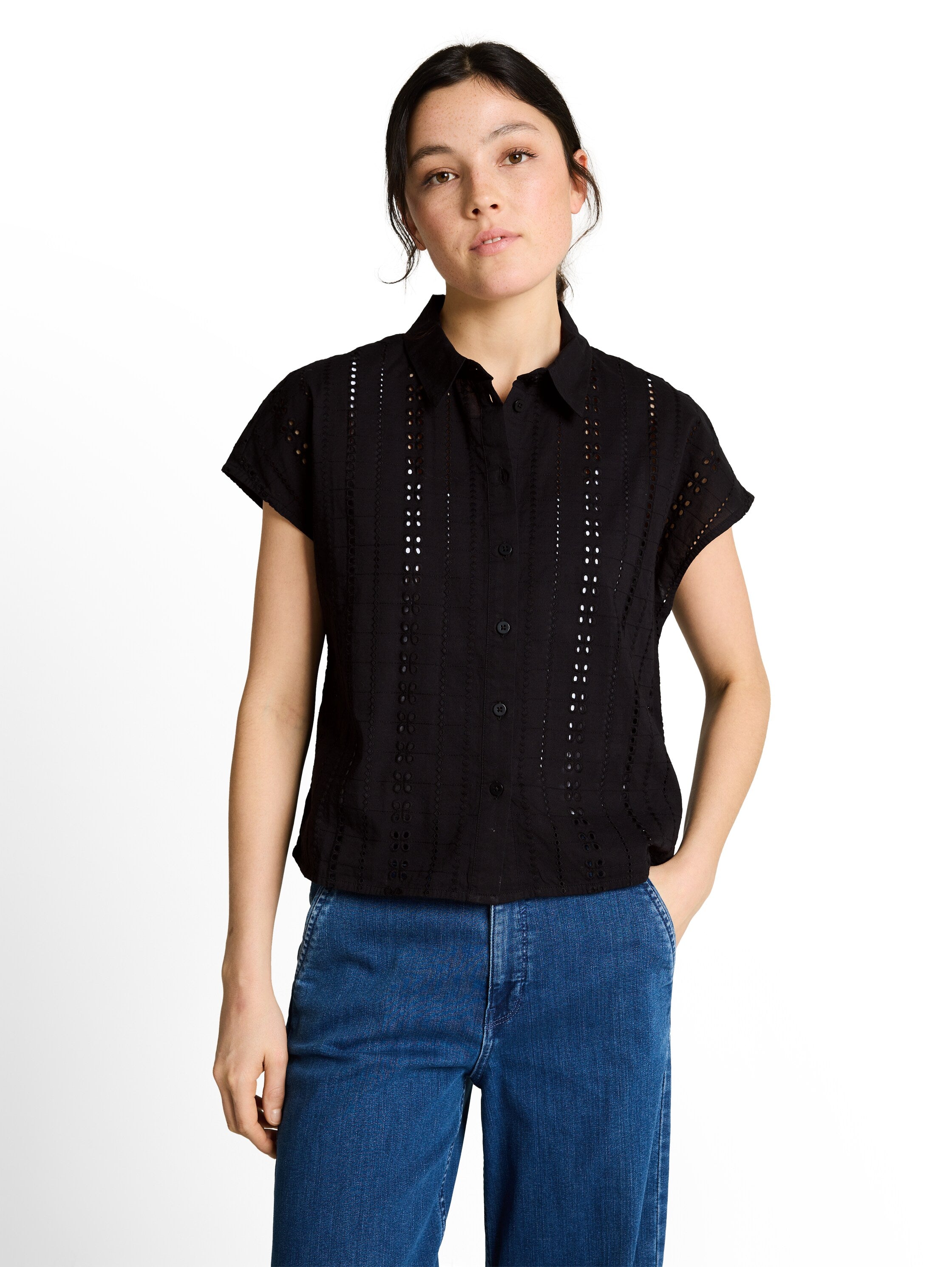 Tom Tailor denim Damen Blusen kurz Deep Black