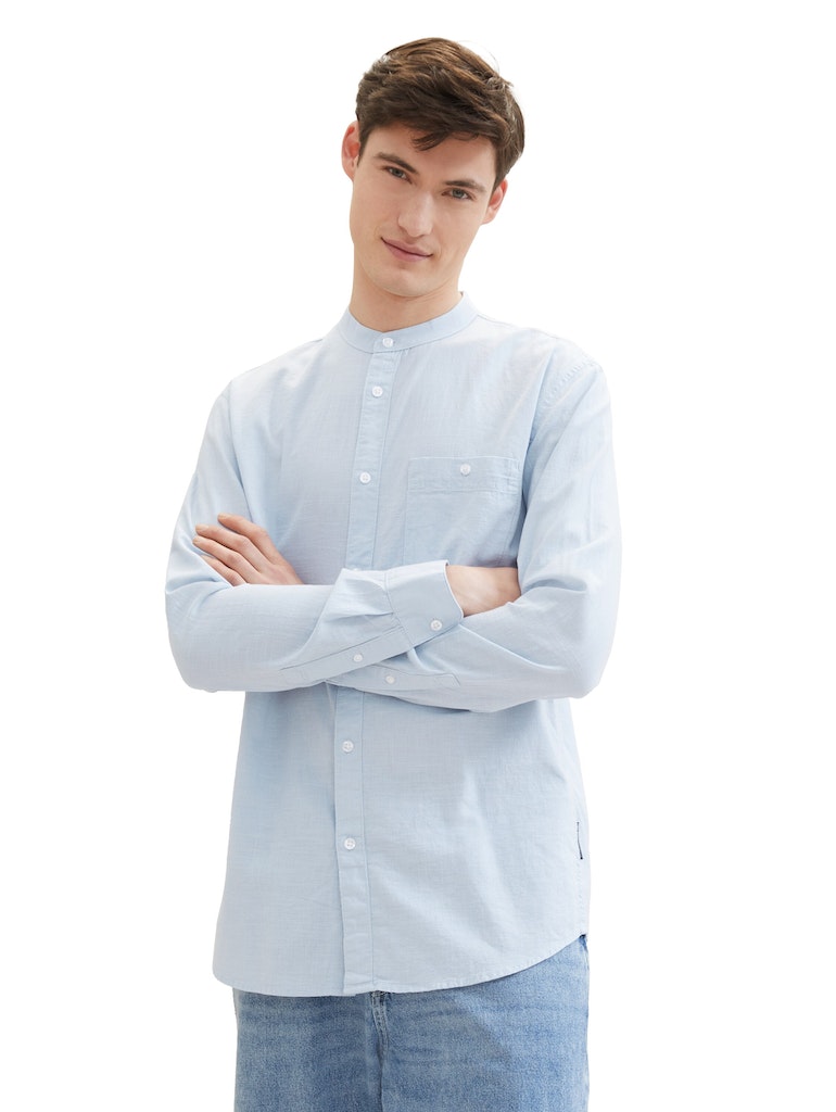 Tom Tailor denim Herren Hemden lang Light Metal Blu