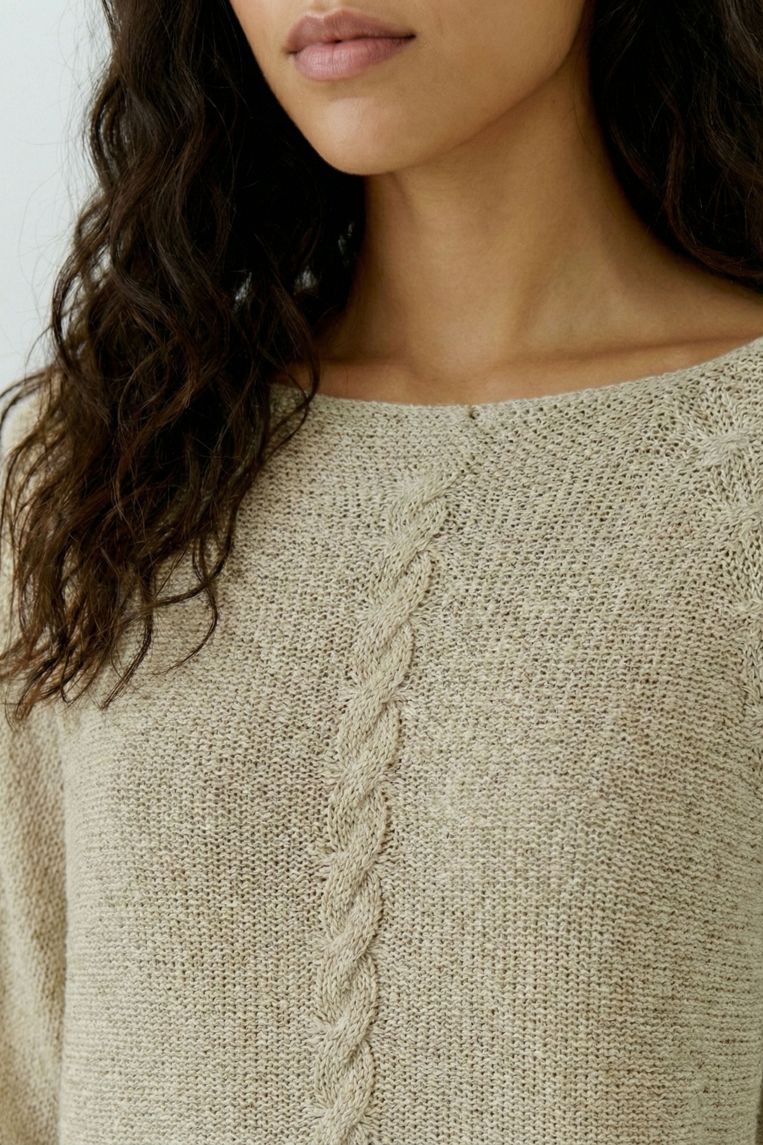 Oui Damen Pullover  Biscuit