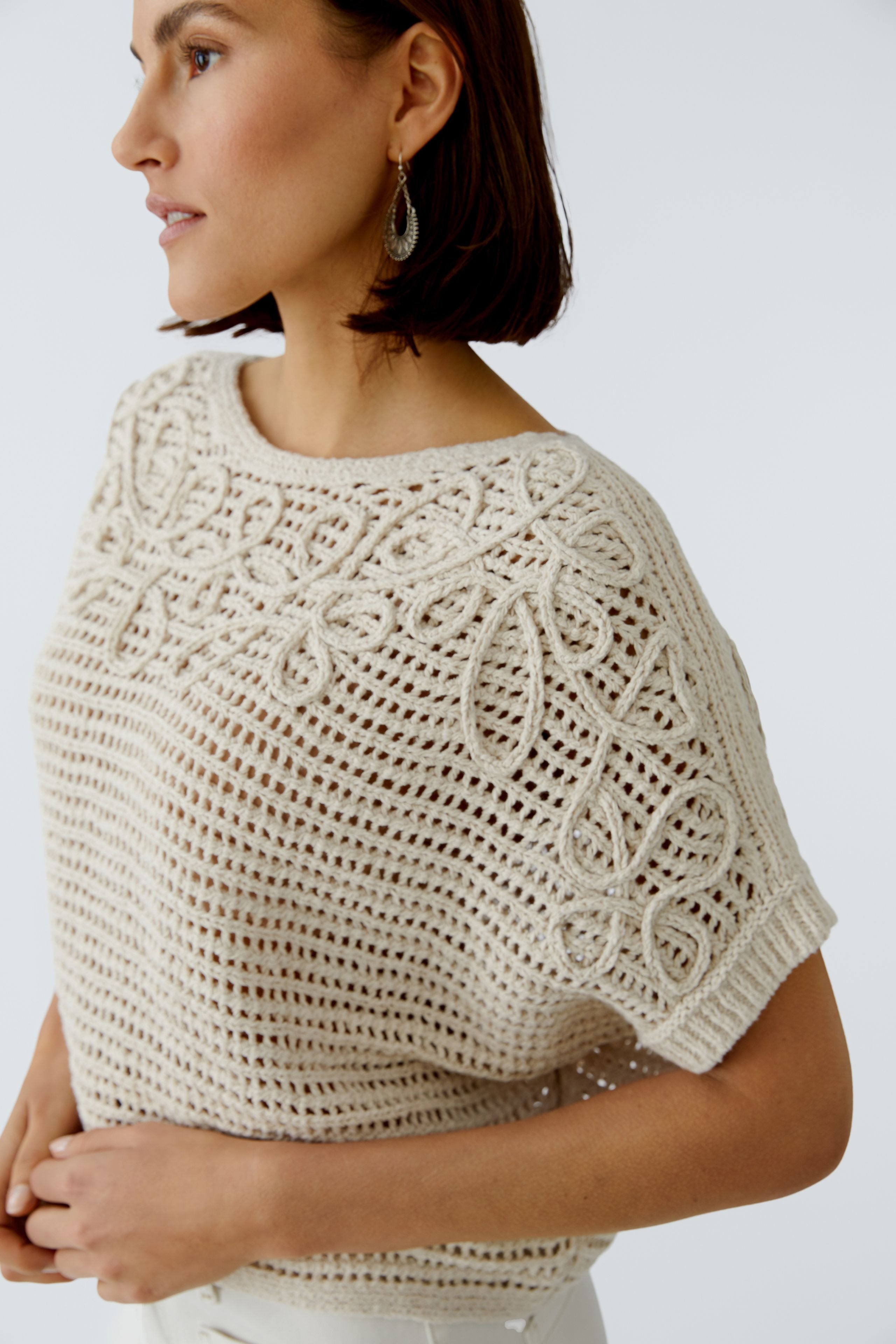 Oui Damen Pullover  Biscuit
