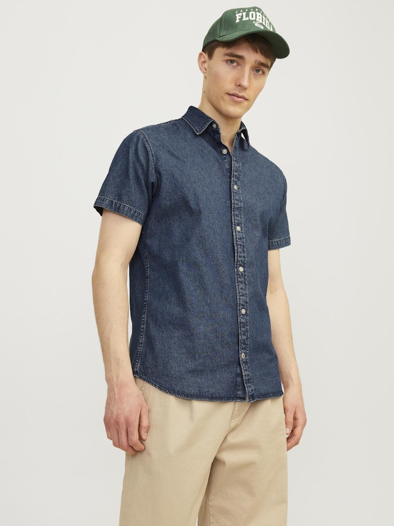 Jack & Jones Herren Hemden lang Dark Blue Denim