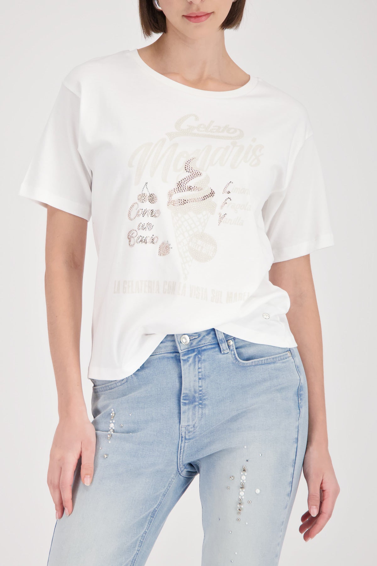 Monari Damen T-Shirts  Cream