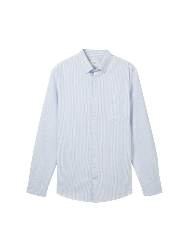 Tom Tailor Herren Hemden lang White Light Blu