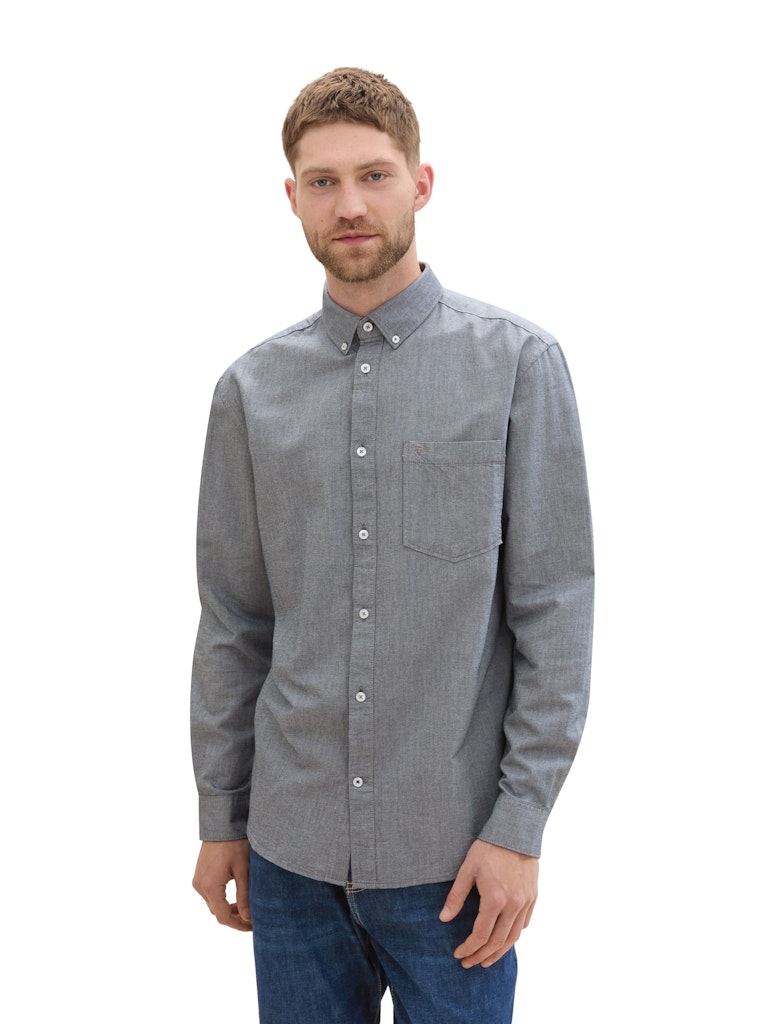 Tom Tailor Herren Hemden lang Navy Chambray