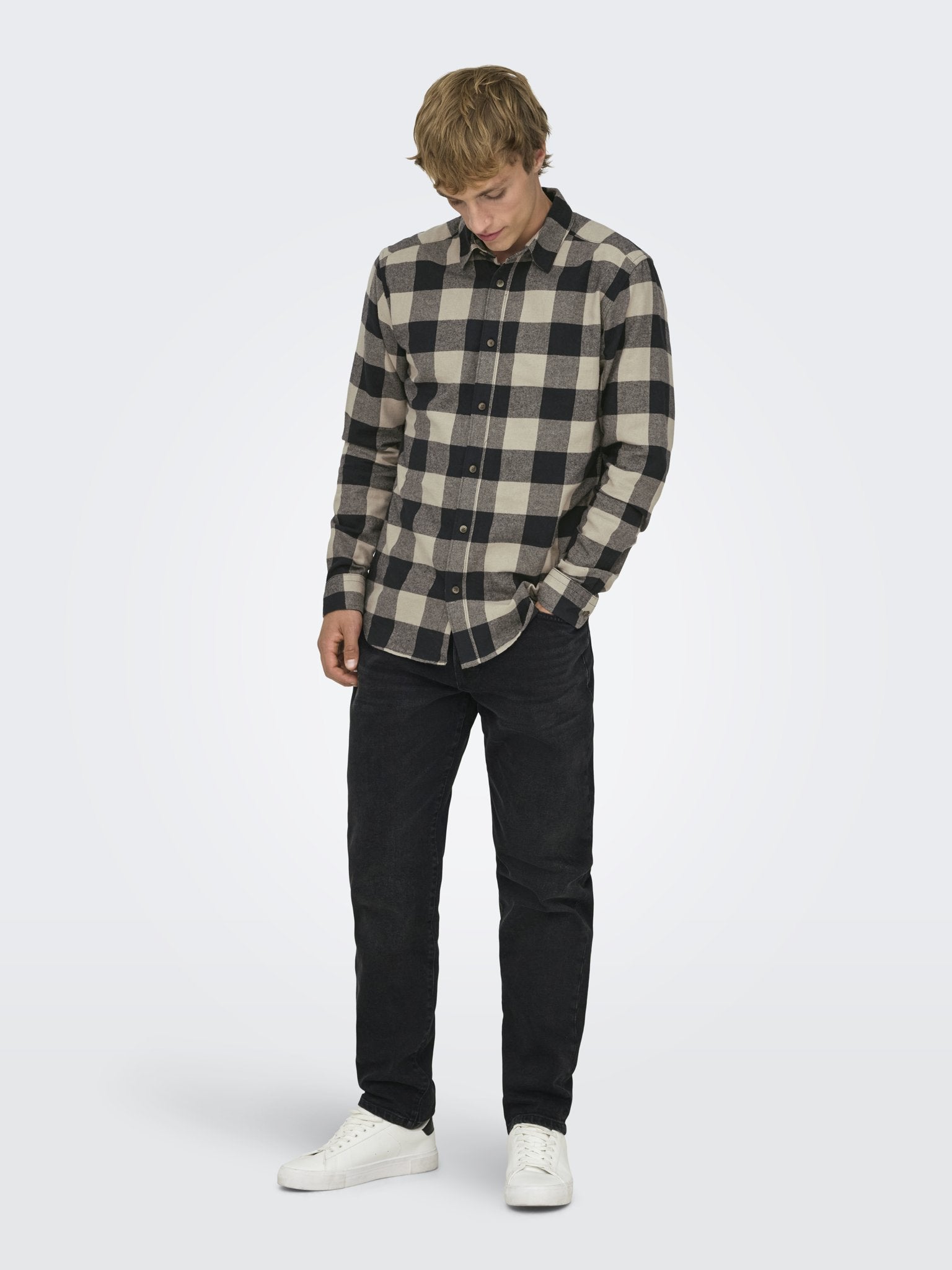 Only & Sons Herren Hemden lang Dark Navy