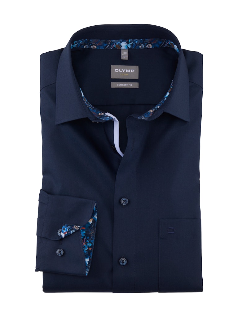 Olymp Herren Hemden lang  Kobalt