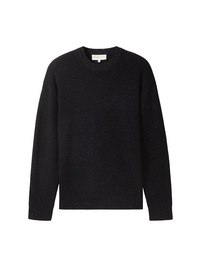 Tom Tailor denim Herren Pullover Black Multicolo