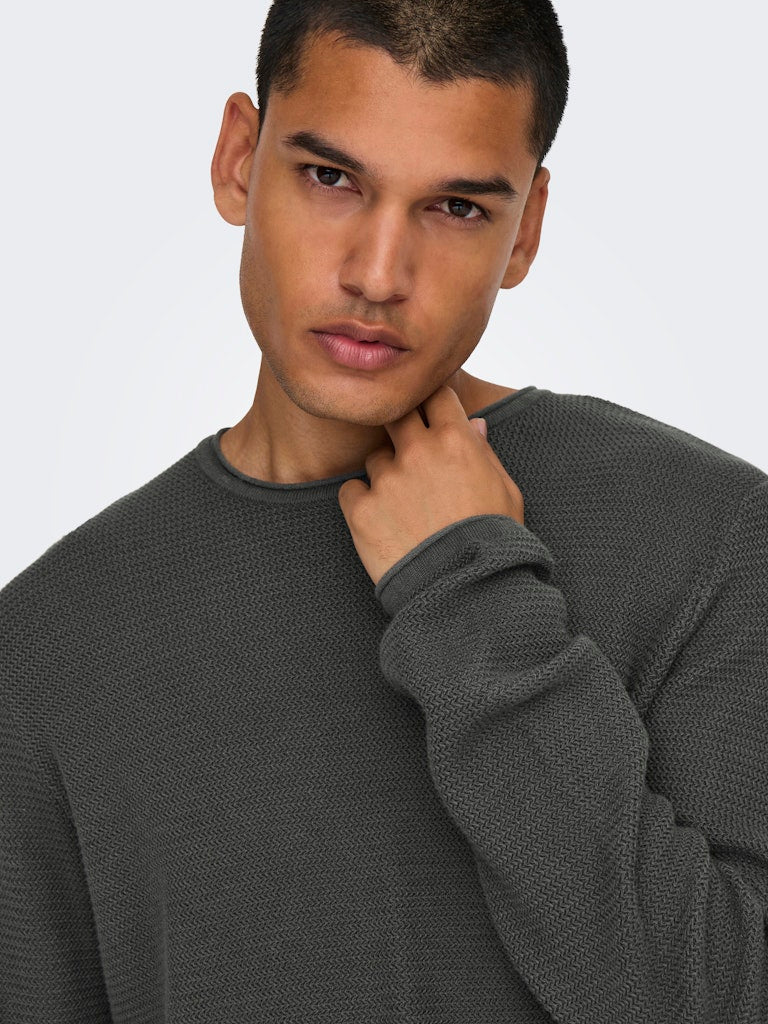 Only & Sons Herren Pullover Grey Pinstripe