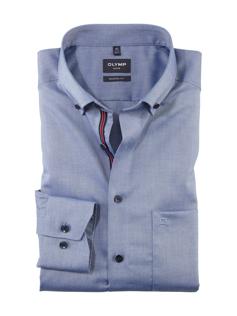 Olymp Herren Hemden lang Rauchblau