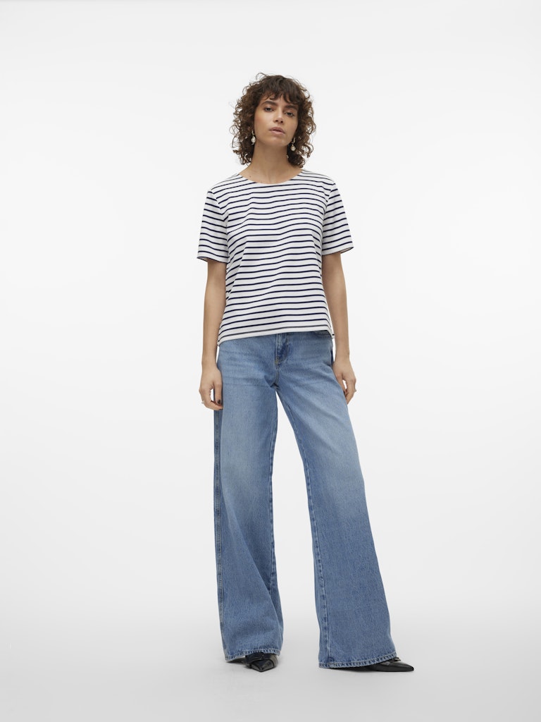 Vero Moda Damen T-Shirts Snow White/Navy