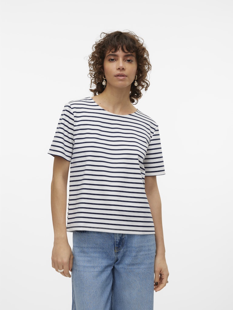 Vero Moda Damen T-Shirts Snow White/Navy