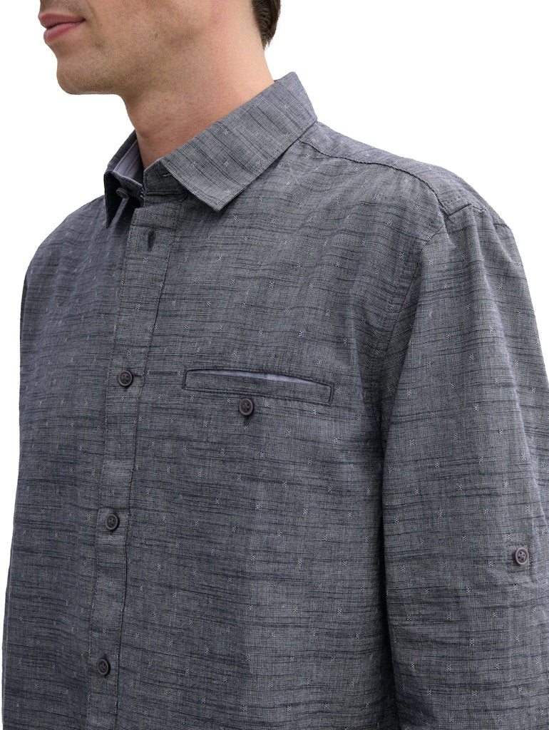 Tom Tailor Herren Hemden lang Navy White Fil