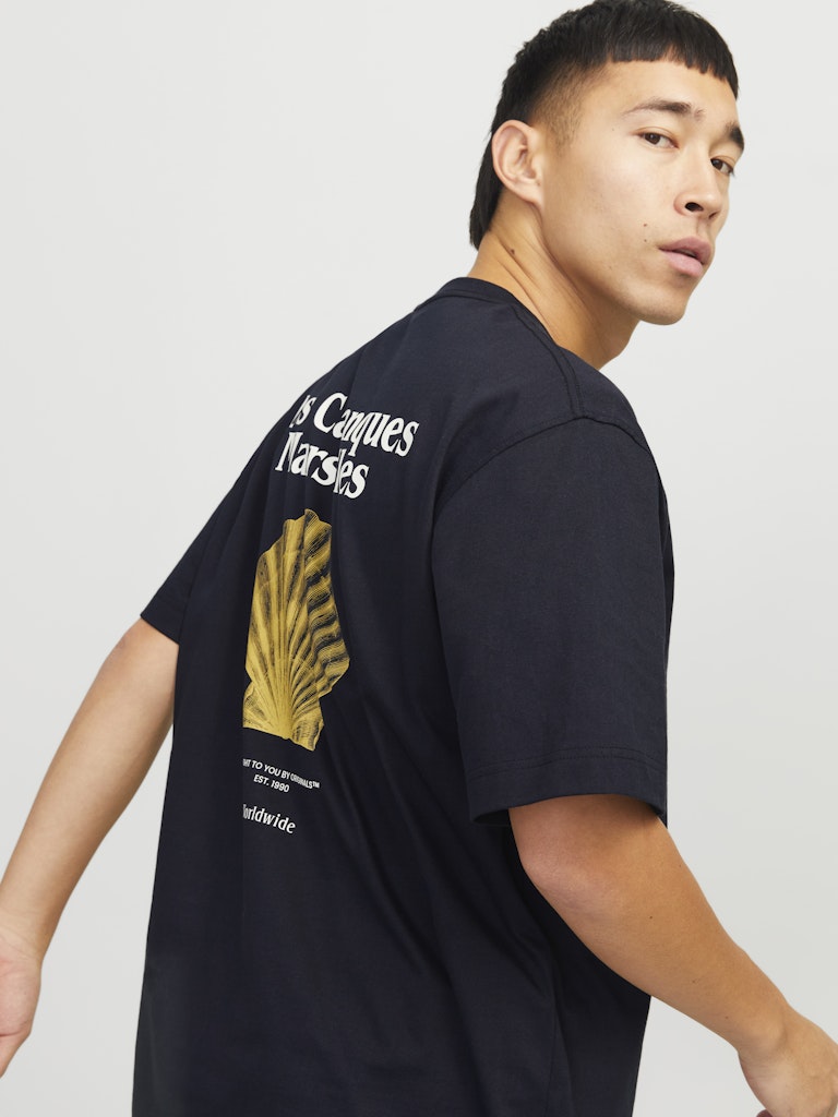 Jack & Jones Herren T-Shirts kurz Black/Yellow Cl