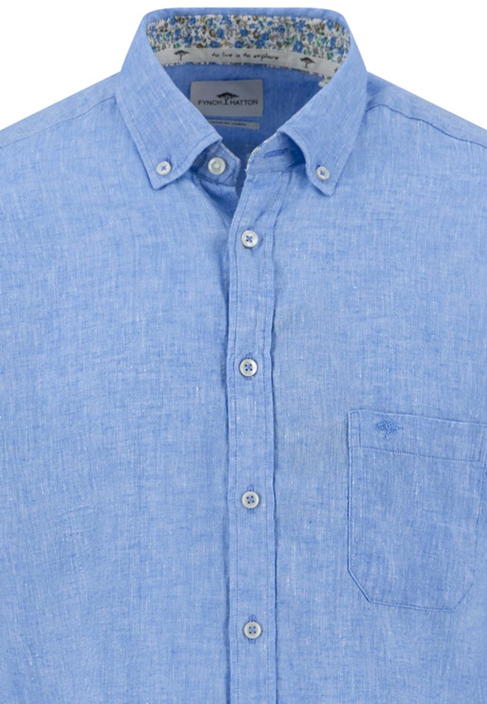 Fynch-Hatton Herren Hemden kurz Crystal Blue