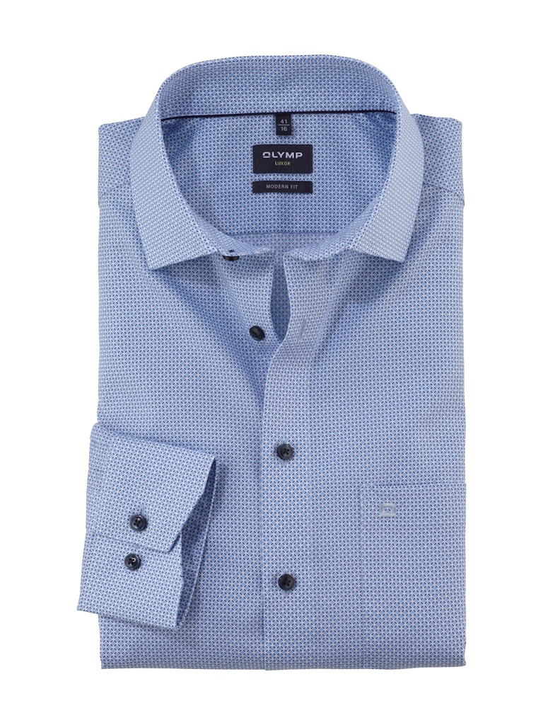 Olymp Herren Hemden lang Bleu