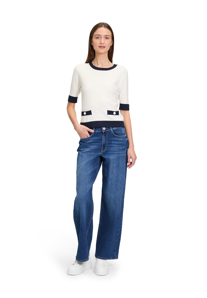 Betty & Co Damen Pullover Cream/Dark Blue