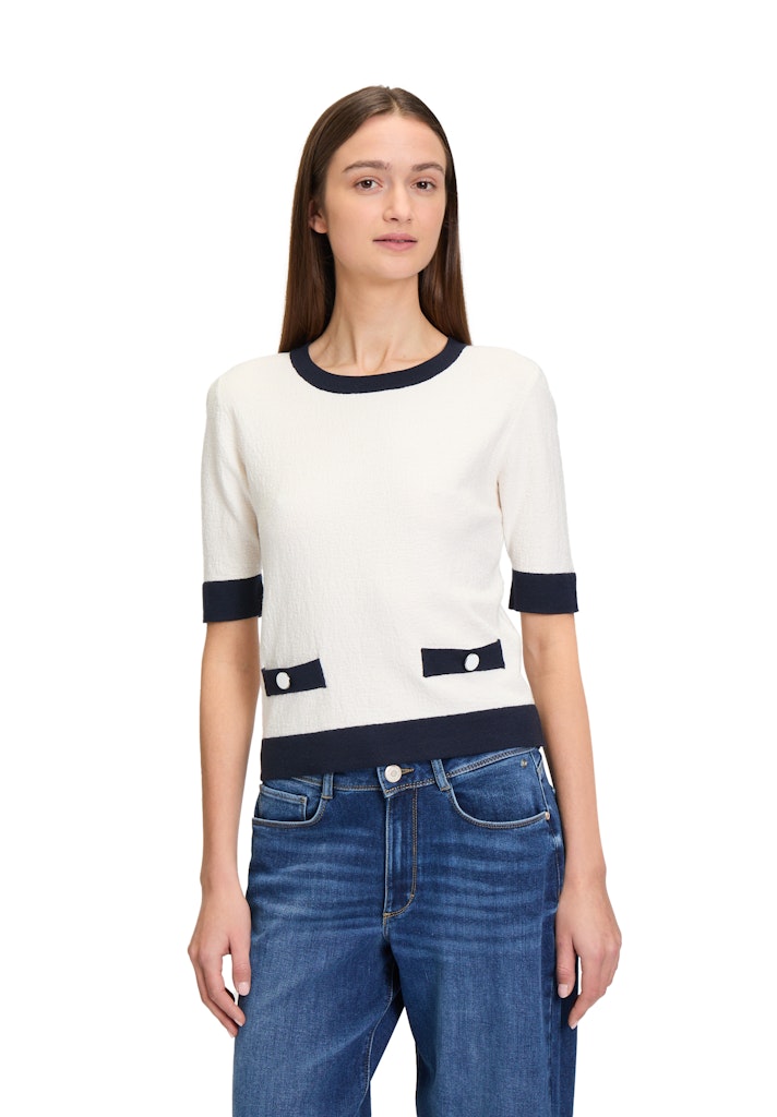 Betty & Co Damen Pullover Cream/Dark Blue
