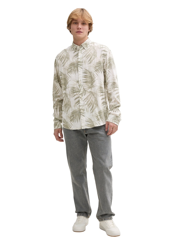 Tom Tailor denim Herren Hemden lang White Green Wat