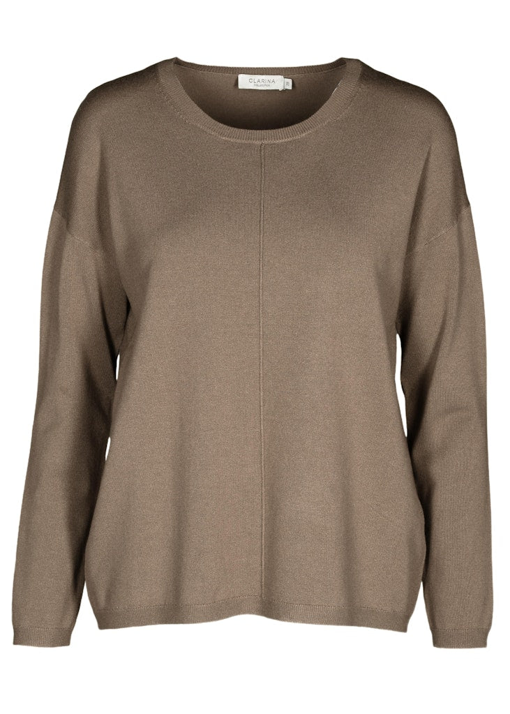 Clarina Damen Pullover Mokka Mel.