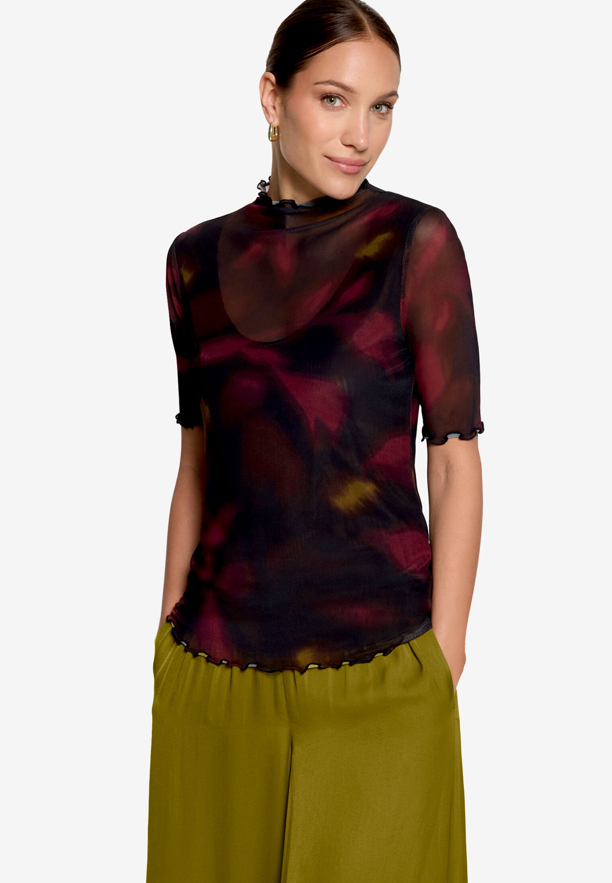 Zero Damen T-Shirts Black/Dark Red