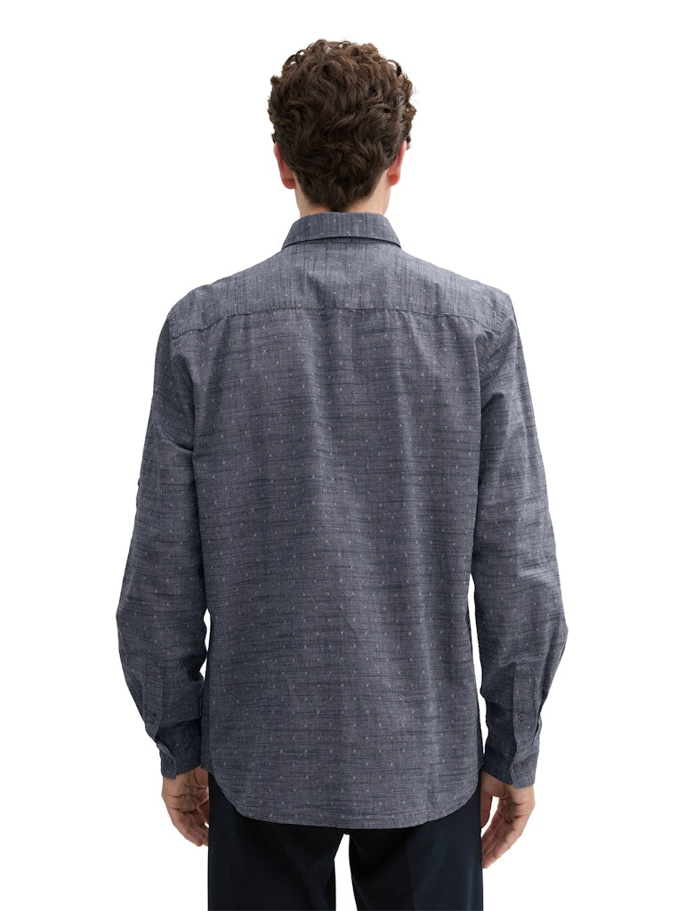 Tom Tailor Herren Hemden lang Navy White Fil