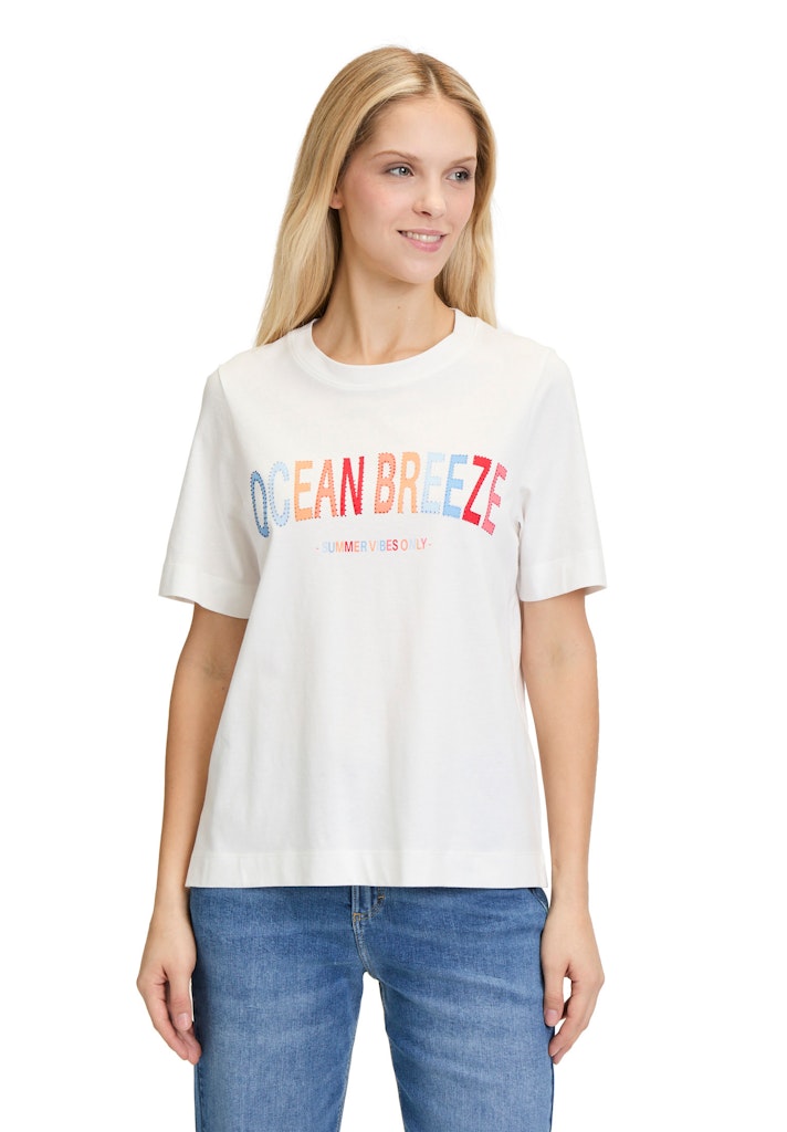 Cartoon Damen T-Shirts Patch Cream/Pin