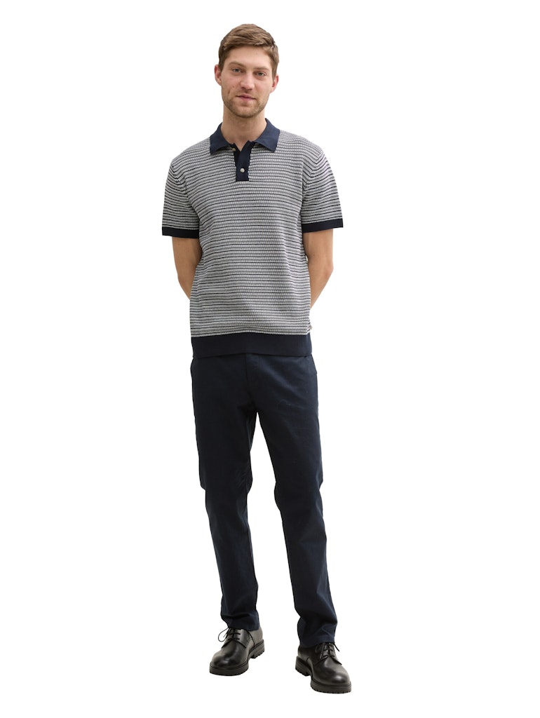 Tom Tailor Herren Polo-Shirts Navy White Fanc
