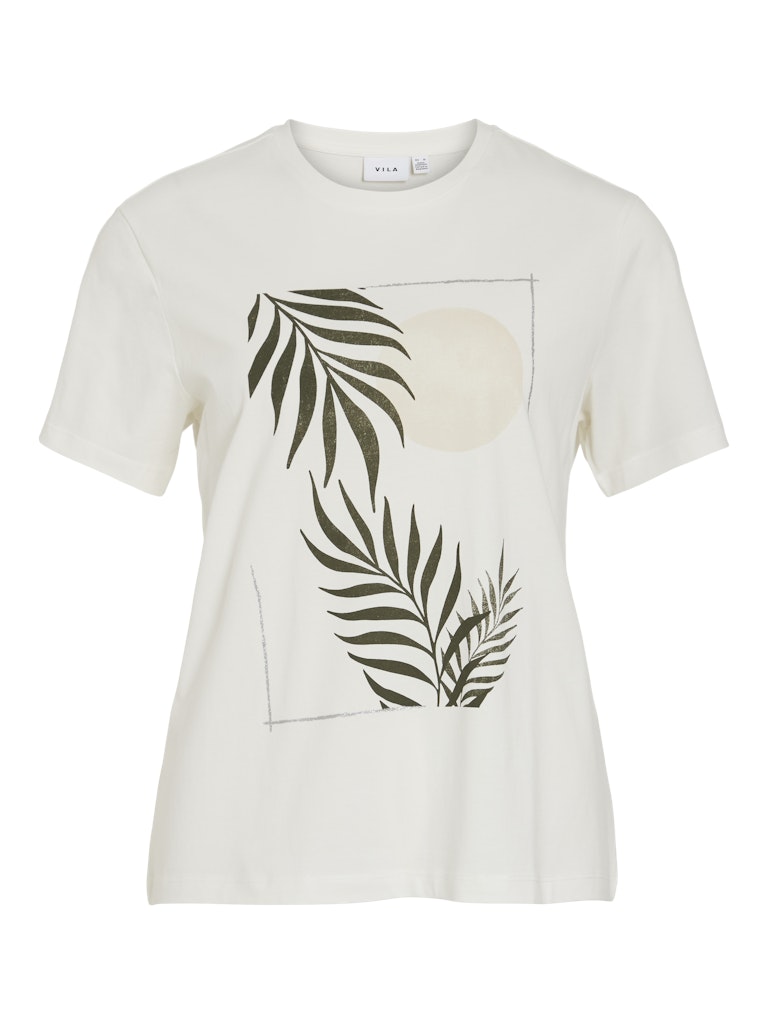 Vila Damen T-Shirts Snow White/Leaf
