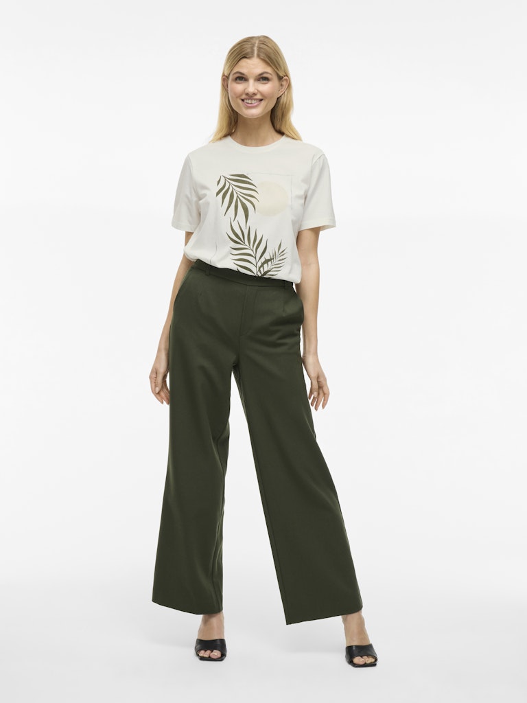 Vila Damen T-Shirts Snow White/Leaf