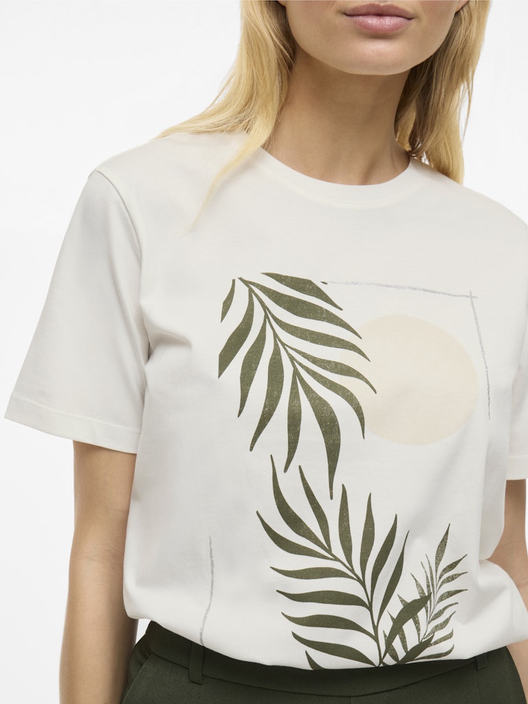Vila Damen T-Shirts Snow White/Leaf