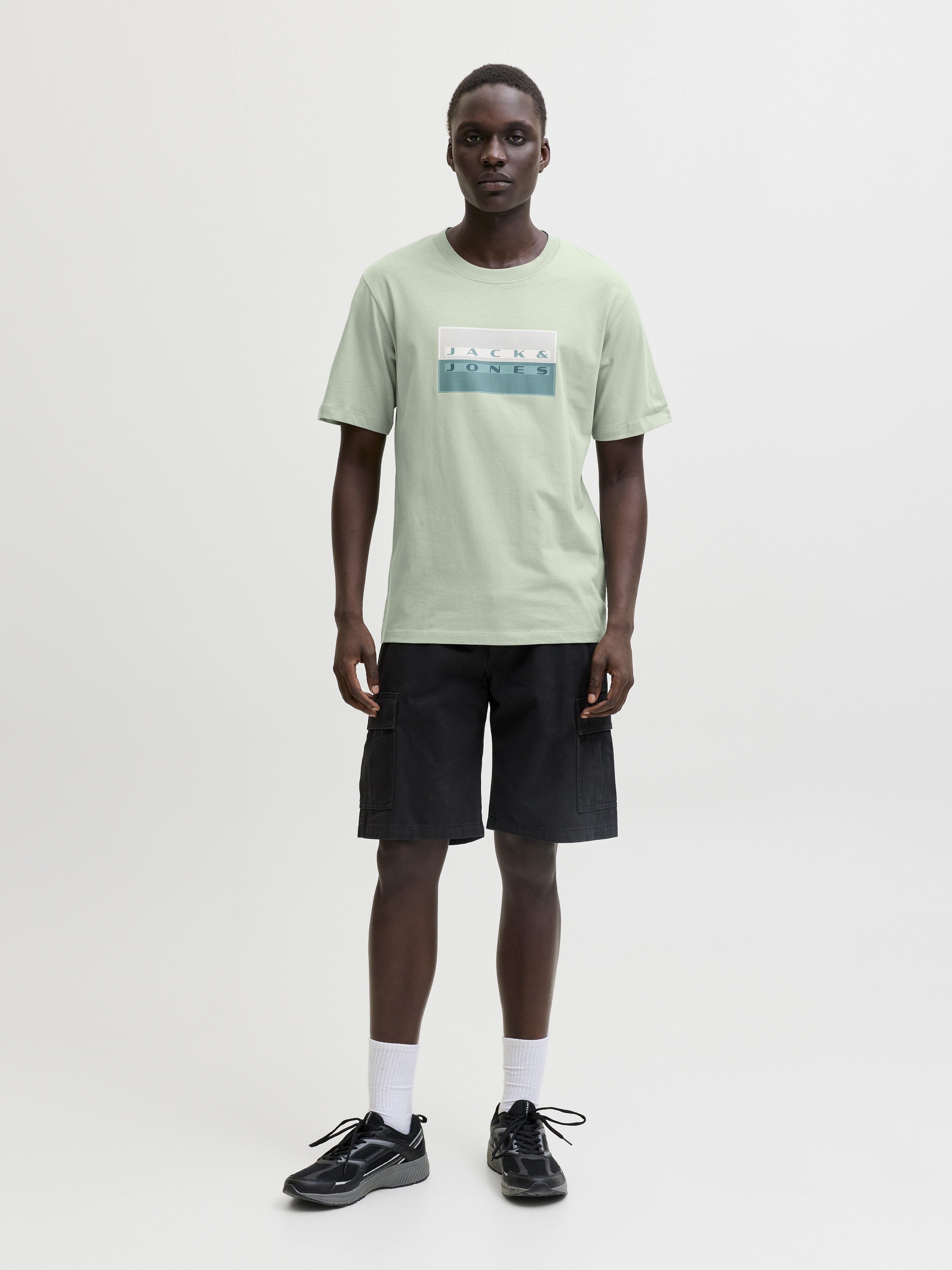 Jack & Jones Herren T-Shirts kurz Aqua Gray