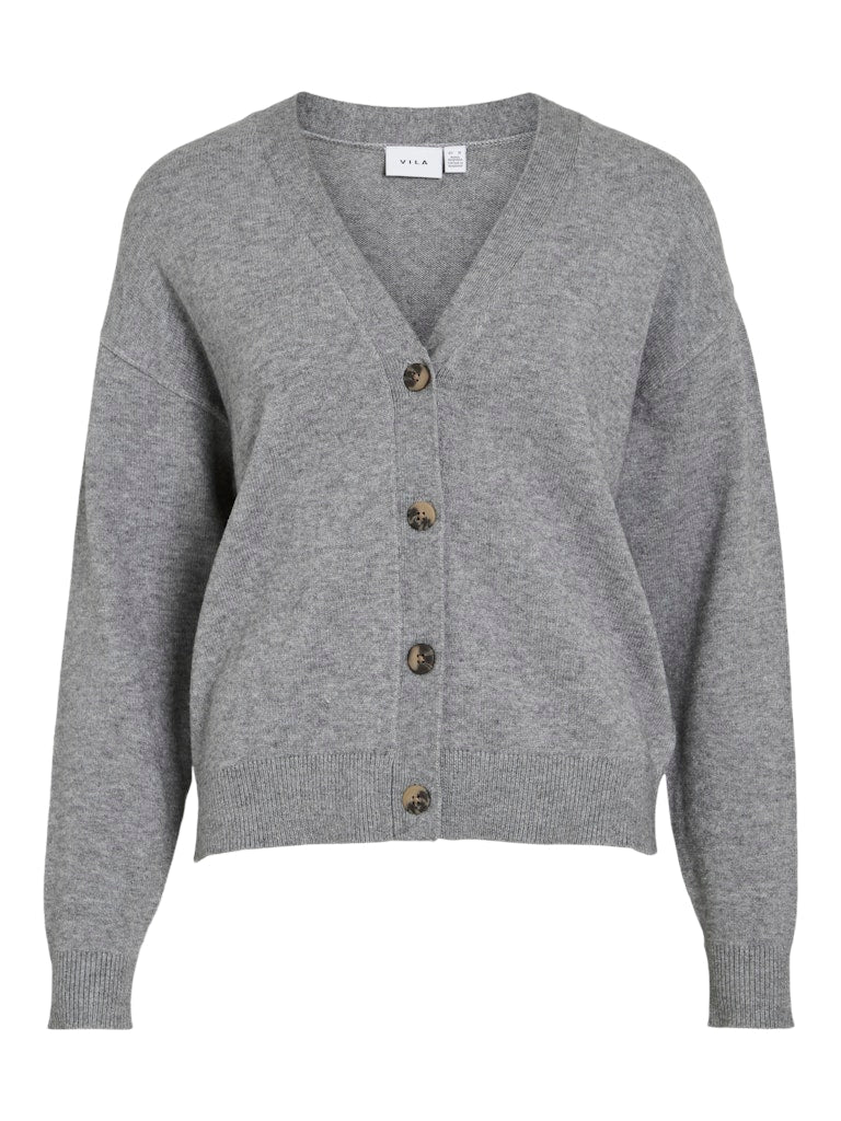 Vila Damen Strickjacken Medium Grey Mel
