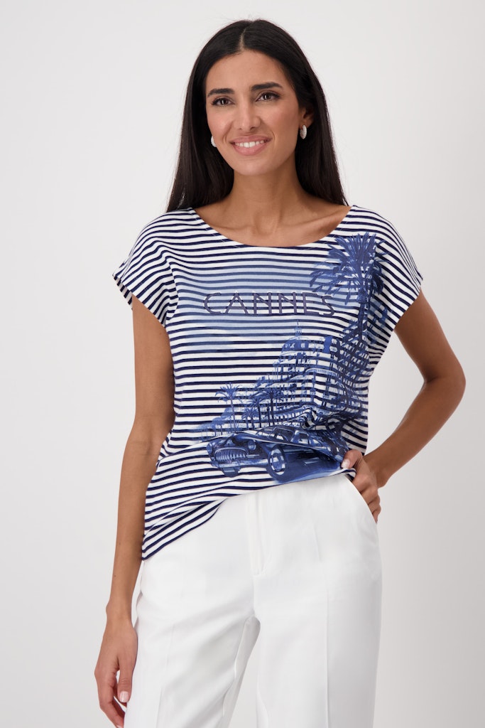 Monari Damen T-Shirts Navy Blue Ringe