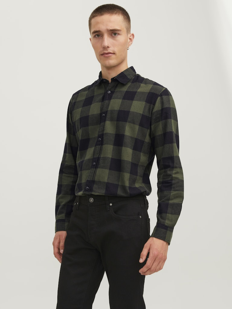 Jack & Jones Herren Hemden lang Dusty Olive/Sli