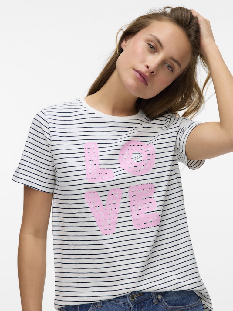 Vero Moda Damen T-Shirts Cloud Dancer/Na