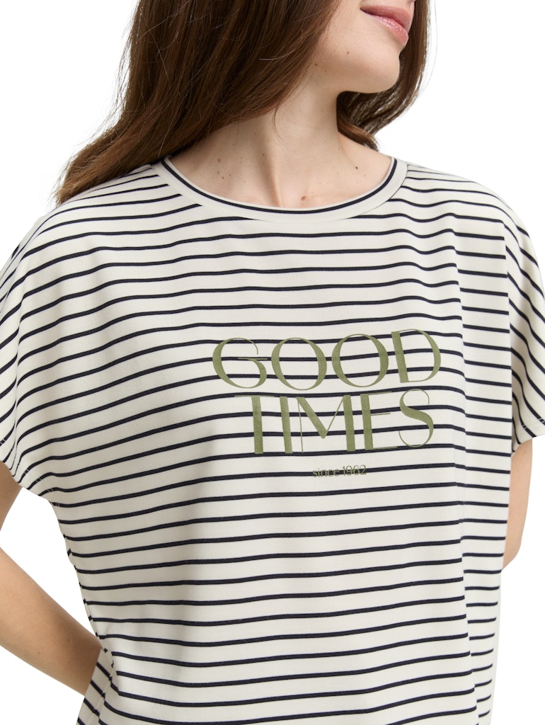 Tom Tailor Damen T-Shirts Offwhite Navy T