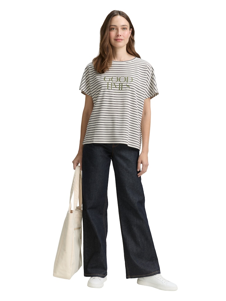Tom Tailor Damen T-Shirts Offwhite Navy T