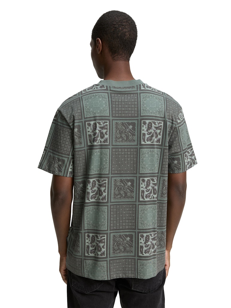 Tom Tailor denim Herren T-Shirts kurz Grey Green Patc