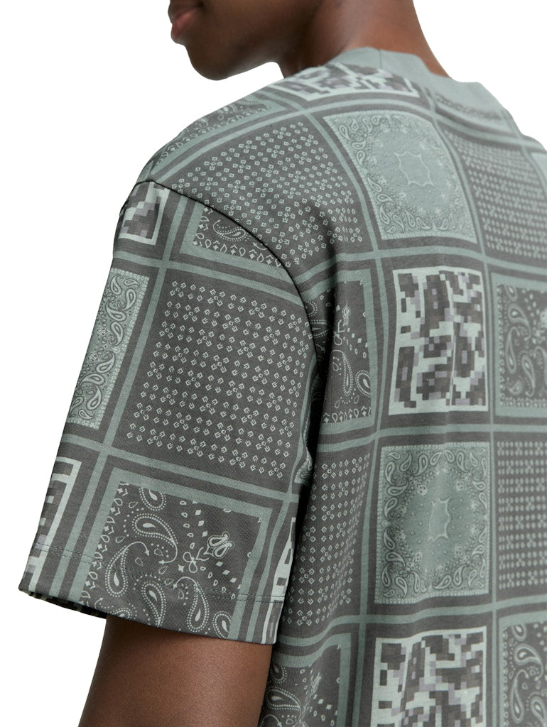 Tom Tailor denim Herren T-Shirts kurz Grey Green Patc