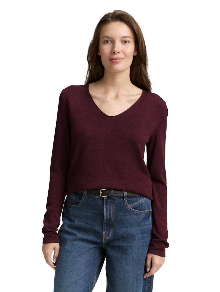 Tom Tailor Damen Pullover Bordeaux Red