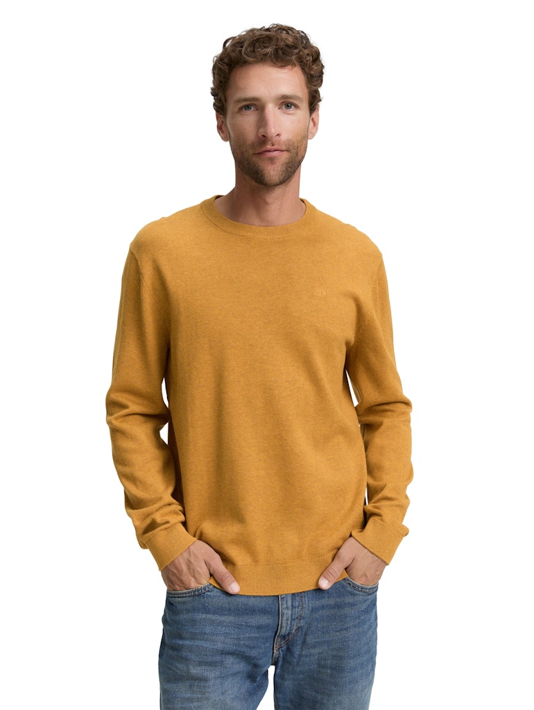 Tom Tailor Herren Pullover Mustard Melange