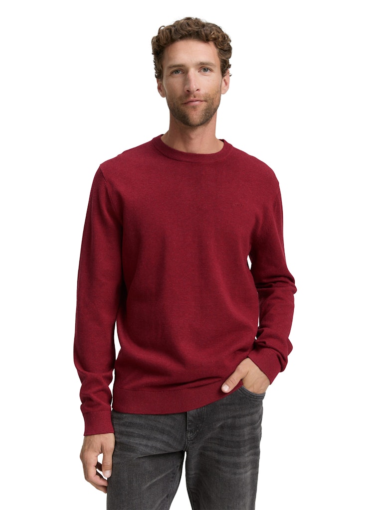 Tom Tailor Herren Pullover Dark Samba Red