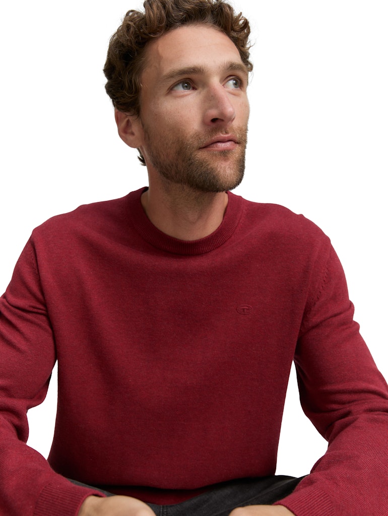 Tom Tailor Herren Pullover Dark Samba Red