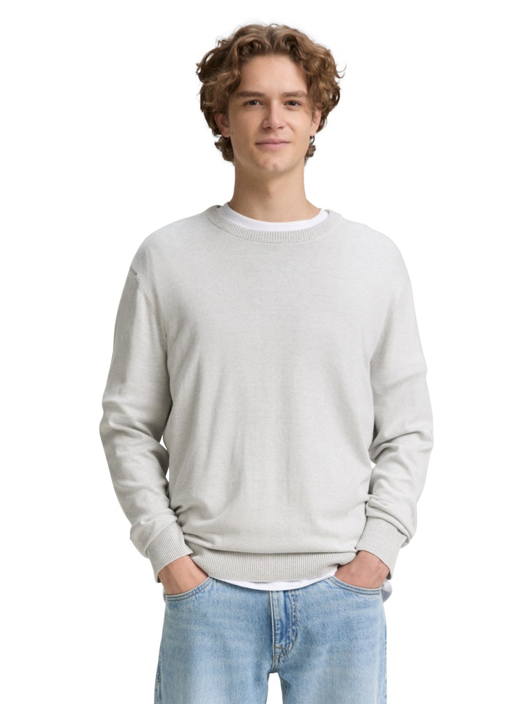 Tom Tailor denim Herren Pullover Off White Plate