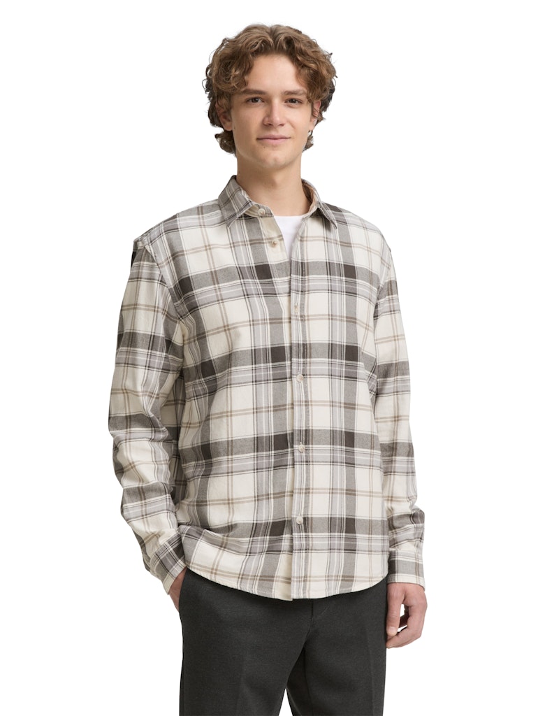 Tom Tailor denim Herren Hemden lang Off White Check