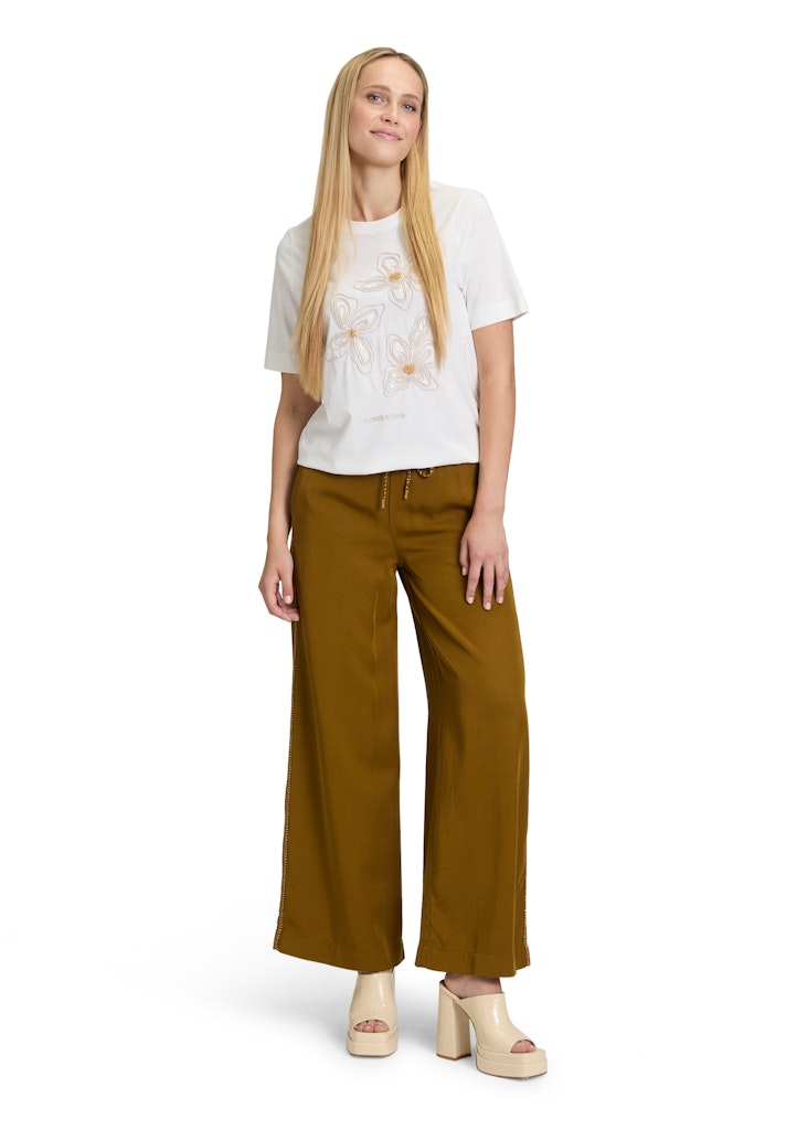 Cartoon Damen T-Shirts Patch Cream/Bei