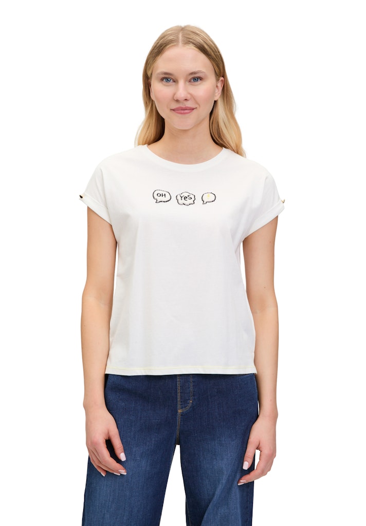 Cartoon Damen T-Shirts Patch Cream/Cre