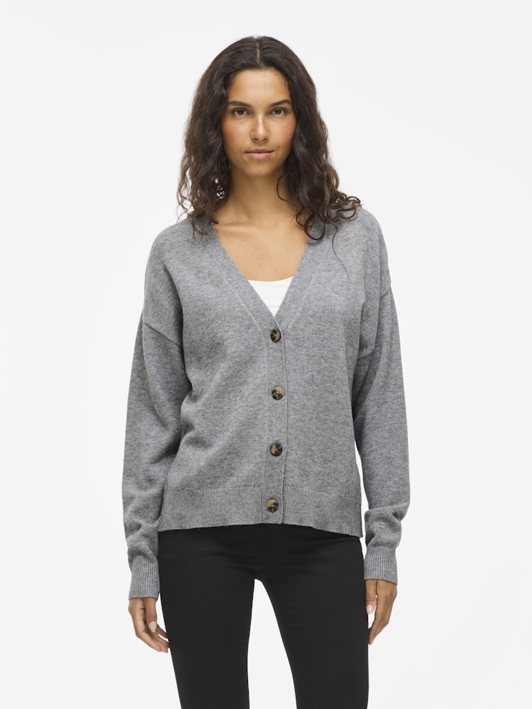 Vila Damen Strickjacken Medium Grey Mel