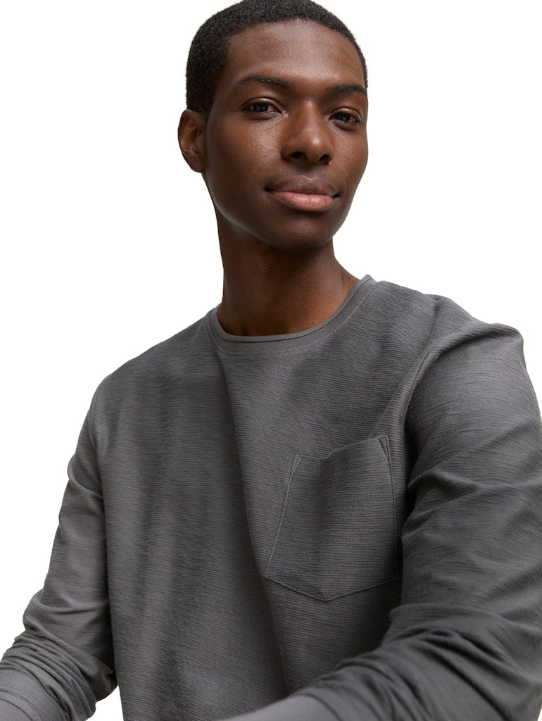 Tom Tailor denim Herren T-Shirts lang Ash Grey